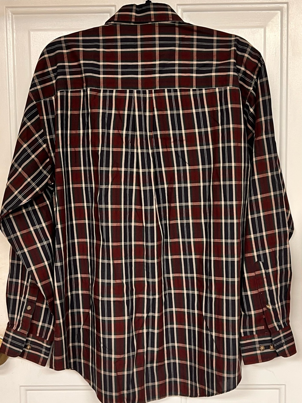 Van Heusen Men's Maroon and Navy Plaid Button-Down Shirt - Picture 4 of 4